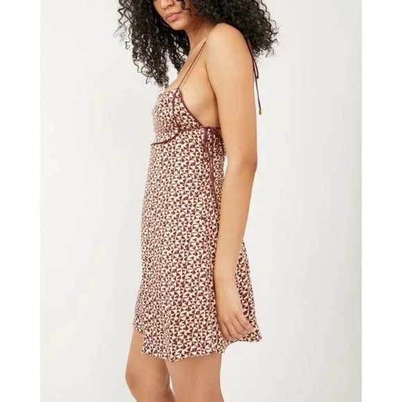 Free People Kai Mini Dress Print Tie Strap Low Back Sundress Summer Sun Backless - Picture 2 of 12